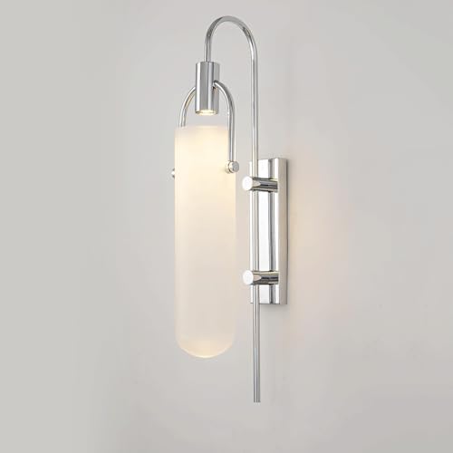 Nordic Modern Long Column Glass LED Wall Lamp - Stylish Silver Light for Bedroom, Hotel Corridor, Bathroom & Decorative Background (Warm Light) (Neutral Light)