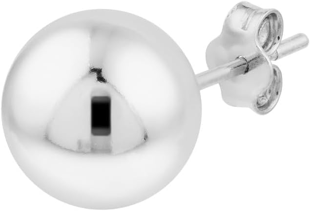 Sterling Silver 10mm Polished Ball Stud Earrings - Post & Nut Closure - by Dazyle