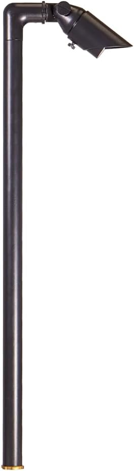 VOLT Innovator 12V Adjustable Cast Brass Path Light (Black) with 2W 2700K MR11 LED Bulb for Low Voltage Landscape Lighting on Outdoor Pathway, Walkway, Garden, Driveway or Patio
