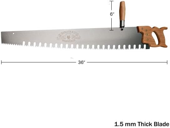 Hand Saw for Wood Cutting - 3' One Man Crosscut Saw for Logging with Screw-on Auxiliary Handle, Great American Style Teeth, and Self-Clearing Gullets by Kings County Tools