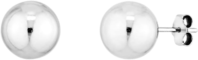 Sterling Silver 10mm Polished Ball Stud Earrings - Post & Nut Closure - by Dazyle