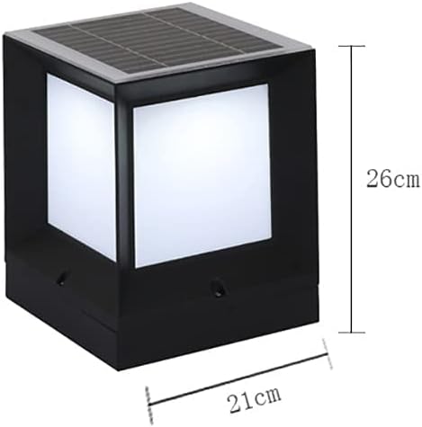 Modern Cube Shape Solar Pillar Lamp Outdoor Waterproof IP55 Column Lamp Aluminum Post Lamp with Acrylic Lampshade Fence Outer Stigma Lamp