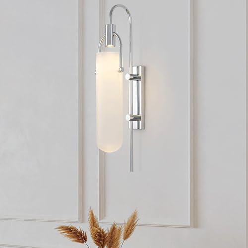 Nordic Modern Long Column Glass LED Wall Lamp - Stylish Silver Light for Bedroom, Hotel Corridor, Bathroom & Decorative Background (Warm Light) (Neutral Light)
