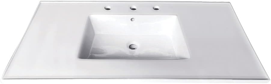 Kingston Brass LBT37227W38 Continental 37-Inch Ceramic Vanity Sink Top (8' Faucet Drillings) in White