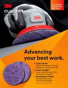 3M Cubitron II Hookit Film Disc 775L, 120+, 5 in x NH, Die 500X, 50 per Inner, 250 per case