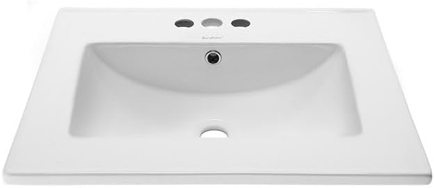 Swiss Madison Well Made Forever SM-VT324-3 Ceramic Vanity Top Sink 24' with Three Faucet Holes
