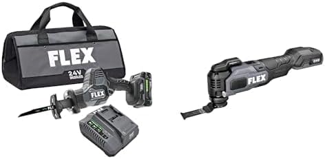 Bundle of FLEX 24V Brushless Cordless One-Handed Reciprocating Saw Kit (FX2241-1A) + Oscillating 20,000 OPM Multi-Tool (FX4111-Z)