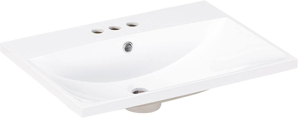 24'x18' Bathroom Vanity Sink Top Only, Center-Located Undermount/Drop-in Countertop, Fit for 4' Cenerset Faucet (Not Included), White