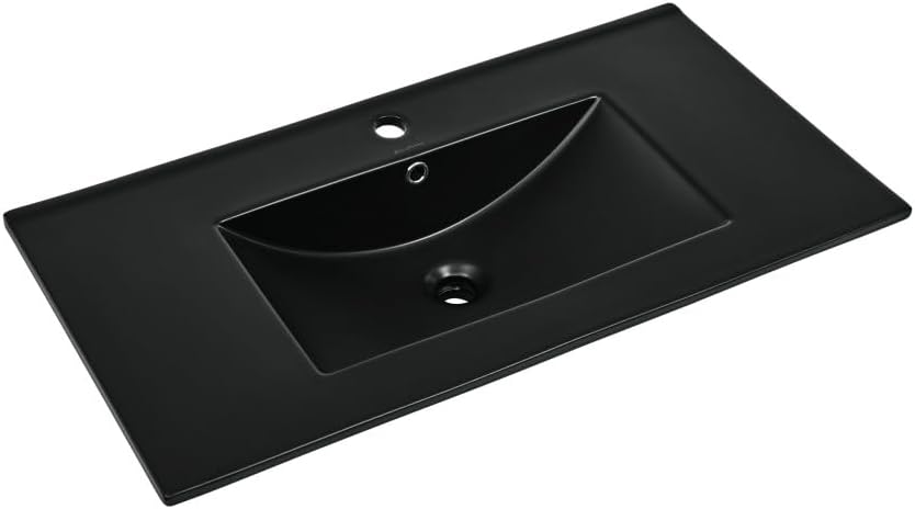 Swiss Madison 36' Vanity Sink Top in Glossy Black