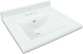 Transolid Camila2225-0 Camila Cultured Marble 4' Center set Single-Bowl Vanity Top, 25' x 22', Solid White