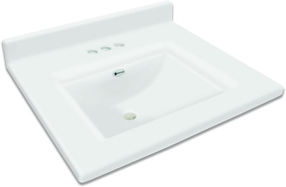 Transolid Camila2231-0 Camila Cultured Marble 4' Center set Single-Bowl Vanity Top, 31' x 22', Solid White