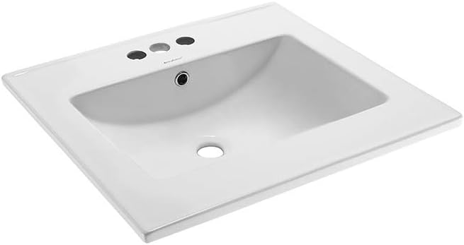 Swiss Madison Well Made Forever SM-VT324-3 Ceramic Vanity Top Sink 24' with Three Faucet Holes