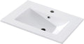 24 in. W x 18.3 in. D Bathroom Undermount Ceramic Sink Top W/One Hole, Drop in Bathroom Vessel Sink Rectangle, Without Matte Black Faucet & Pop up-Drain, for Bathrooms, White
