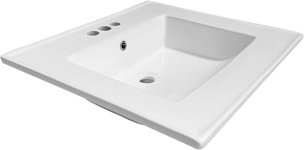Kingston Brass LBT25227W34 Continental Vanity Sink Top, White 25.19 x 22.06 x 6, 1 count