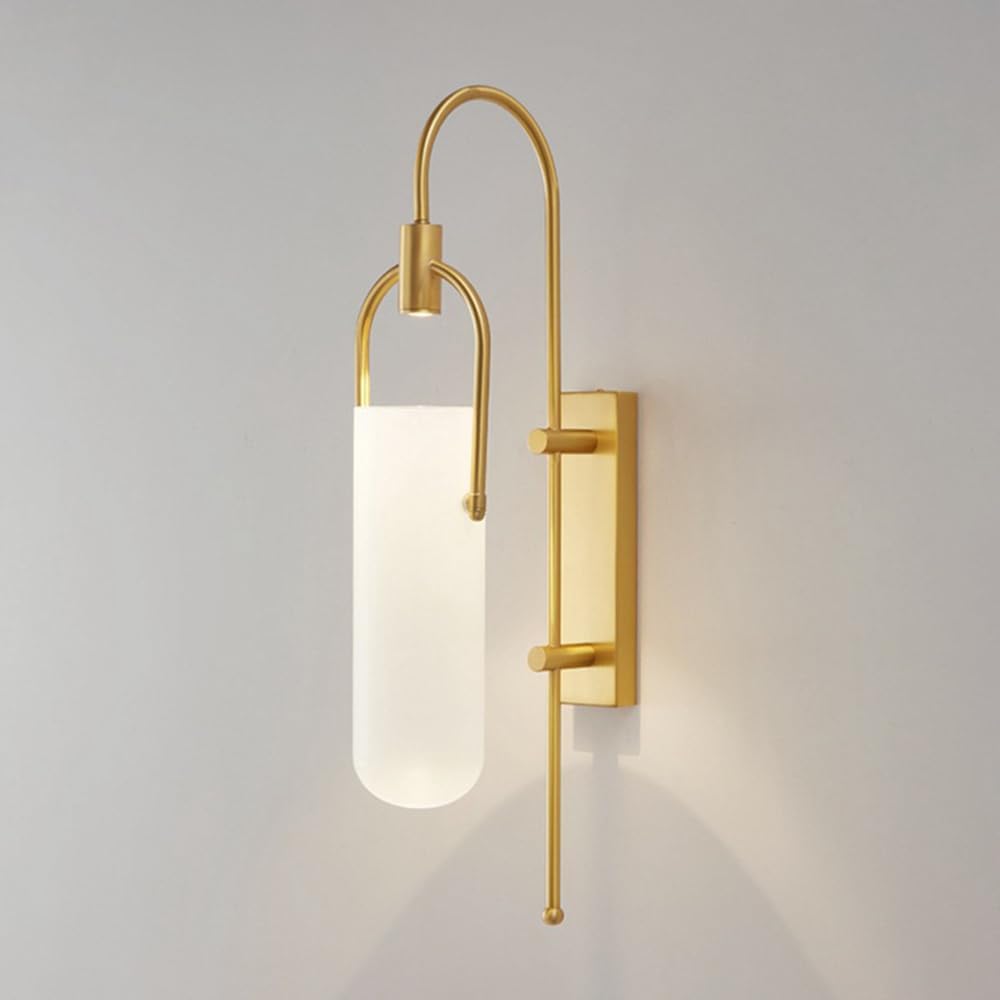 Wall Lights for Bedroom LED Wall Lamp, Cylinder Wall Sconce LED with Dome White Frosted Glass Shade, Bathroom Vanity Light, for Bedroom, Living Room, Stairs, Hallway