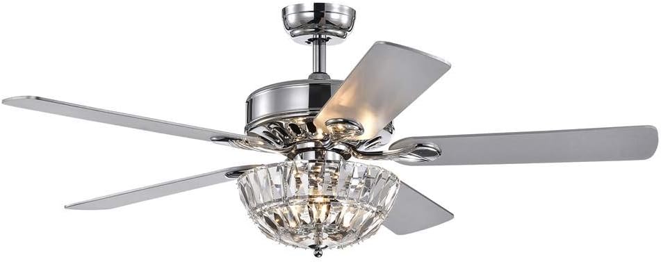 Senma 52-inch 3-Light Lighted Ceiling Fan with Crystal Bowl Shade (Includes Remote and Light Kit)