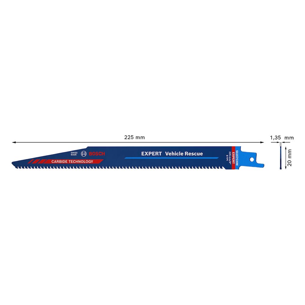 Bosch Professional 10x Expert 'Vehicle Rescue' S 1157 CHM Reciprocating Saw Blade (for Glass, Tough Steel, Length 225 mm, Accessories Reciprocating Saw)