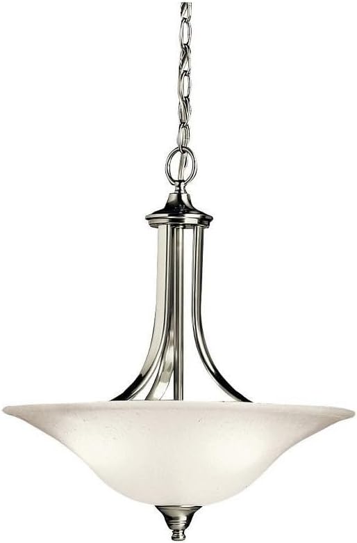 Kichler Dover 19' 3 Light Convertible Pendant or Semi Flush with Etched Seeded Glass in Brushed Nickel