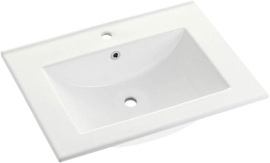 Kingston Brass LBT24187W1 Ultra Modern 24-Inch Ceramic Vanity Sink Top (1 Hole) in White