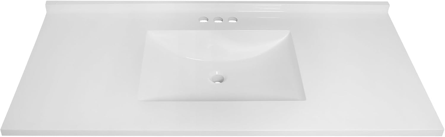 49 Inch Camilla Modern Vanity Top Single Sink with Backsplash, Solid White – Design House, 630244