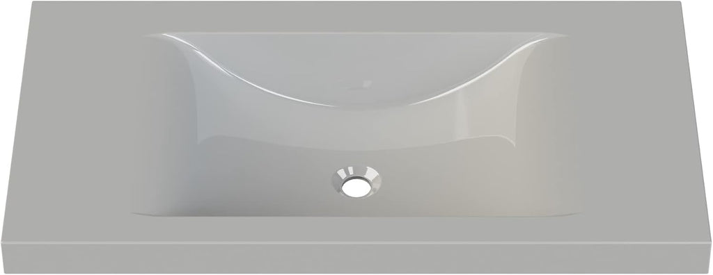 Liftbridge Kitchen & Bath 37 in. W x 19 in. D x 5 in. H Siena White Cultured Marble Top Sink with optional faucet drill-out guides