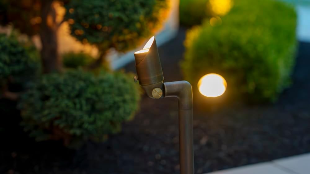 VOLT Innovator 12V Adjustable Cast Brass Path Light (Bronze) with 2W 2700K MR11 LED Bulb for Low Voltage Landscape Lighting on Outdoor Pathway, Walkway, Garden, Driveway or Patio