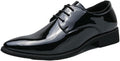 Mens Anti Slip Oxford Shoes PU Leather Lace Up Uniform Work Shoes Plain Toe for Outdoor Safety and Professional Non Slip Workwear(Black,7.5)