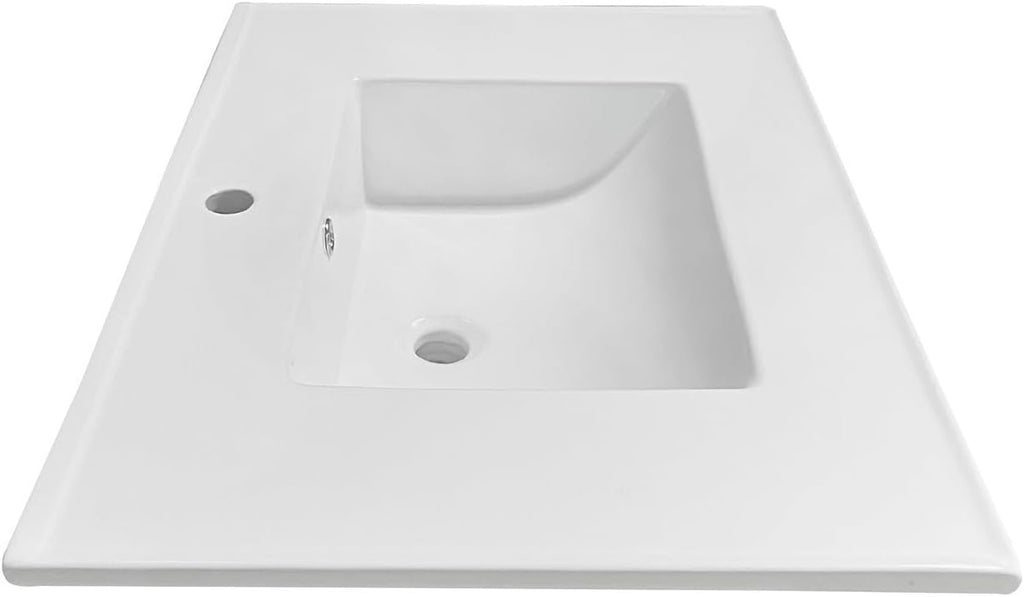 Kingston Brass LBT312271 Continental 31-Inch Ceramic Vanity Sink Top (1 Hole) in White