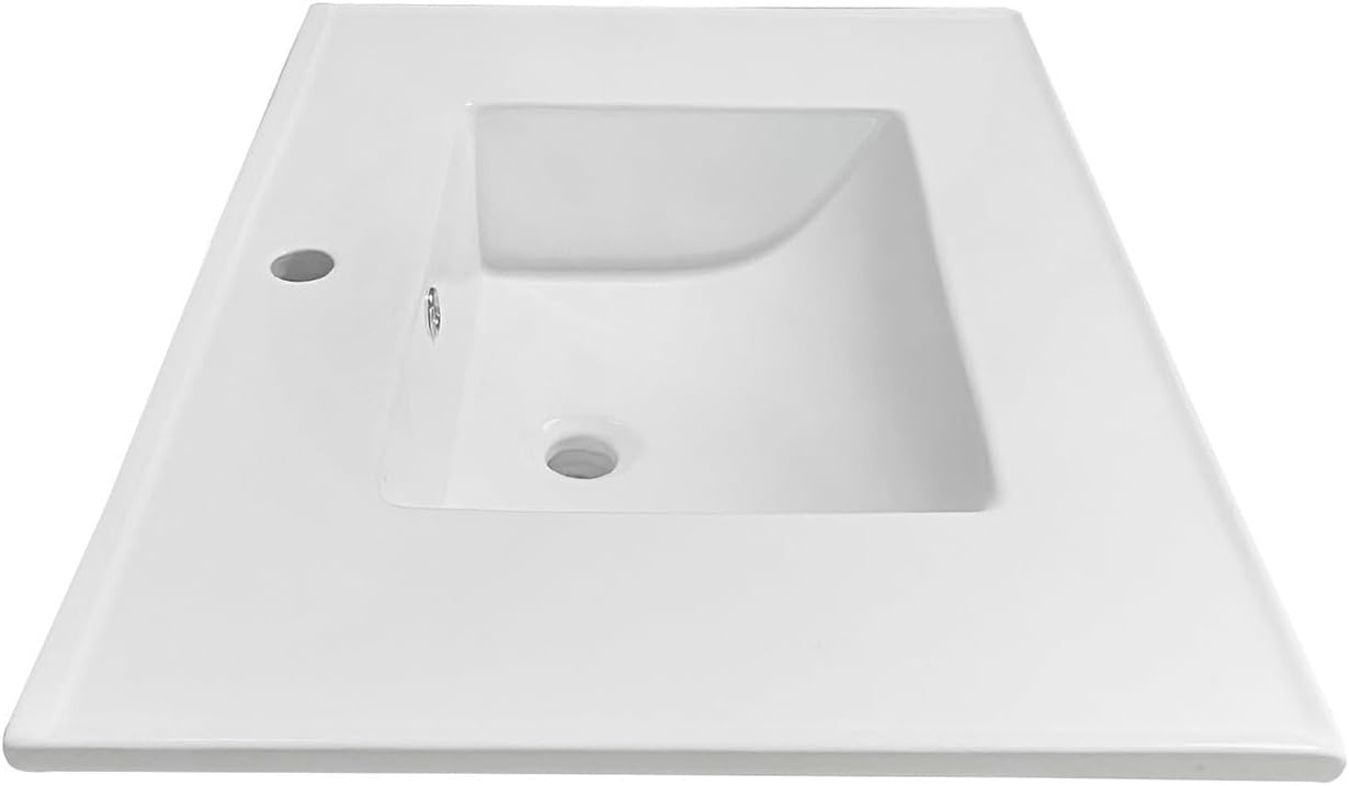 Kingston Brass LBT312271 Continental 31-Inch Ceramic Vanity Sink Top (1 Hole) in White