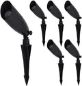 MarsLG ALS1 Aluminum Low Voltage Landscape Directional Spot Up Light in Black Finish with Ground Spike and Free MR16 LED Bulb (6-Pack), 36UL02BKx6