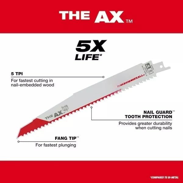 25 Pk 48-00-8026 for Milwaukee 9' 5 TPI Reciprocating Saw Blade