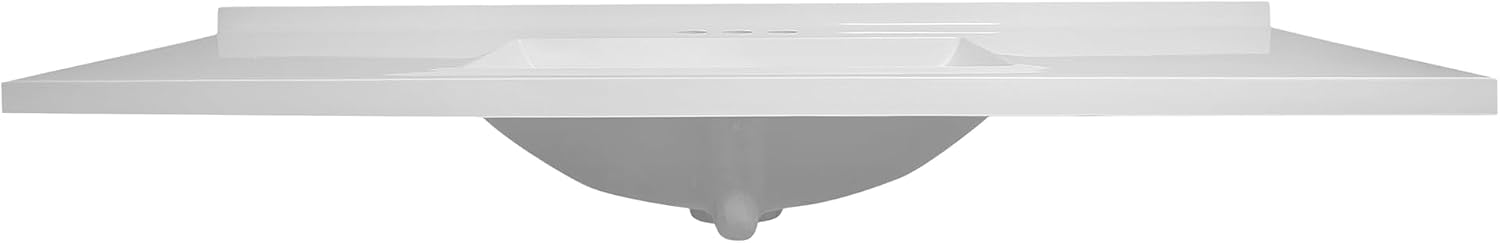 Design House 630236 Camilla Cultured Marble Vanity Top Single Bowl Sink 4-Inch Centerset with Integrated Backsplash, 37-Inch, Solid White