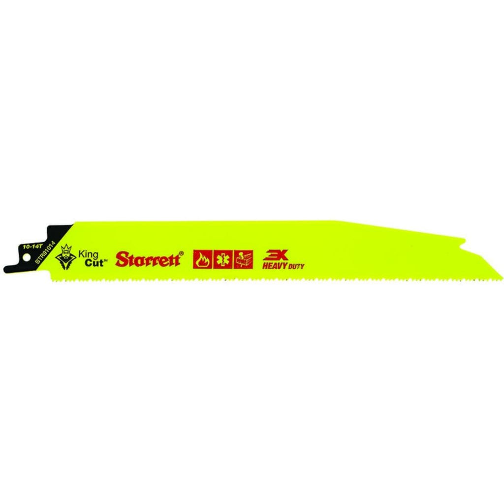 Starrett Bi-Metal King Cut Fire Rescue and Demolition Reciprocating Saw Blade - 9' Length, 1' Width, 0.63' Thickness, Tapered Blade, 10-14 TPI - 50-Pack - BTR91014-50