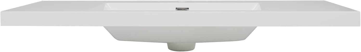 Christopher Knight Home Meril 47.25' Resin Basin for Bathroom Vanity, Bathroom Sinks with 3-Faucet Holes, Vanity Sink Top only, Faucet and Cabinet not Included, Built-in Overflow Feature, White