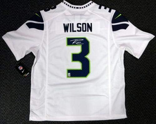 Seattle Seahawks Russell Wilson Autographed Nike Twill Jersey Size XL RW Holo Stock #90928 - Autographed NFL Jerseys