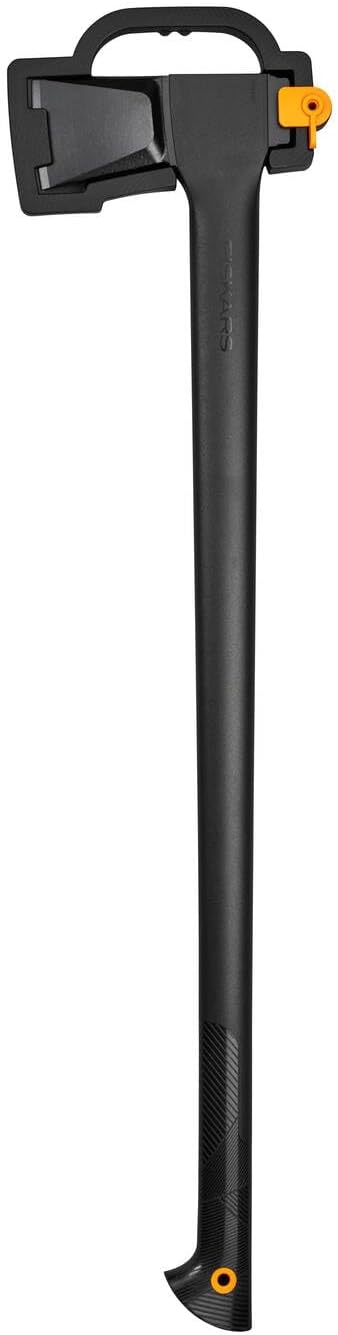 Fiskars Spaltaxt XL, Solid, Mit Klingen- und Transportschutz, Antihaftbeschichtet, Hochwertige Stahl-Klinge/Glasfaserverstärkter Kunststoff-Stiel, Schwarz/Orange, A26, Länge: 92 cm, 2,6 kg, 1052043
