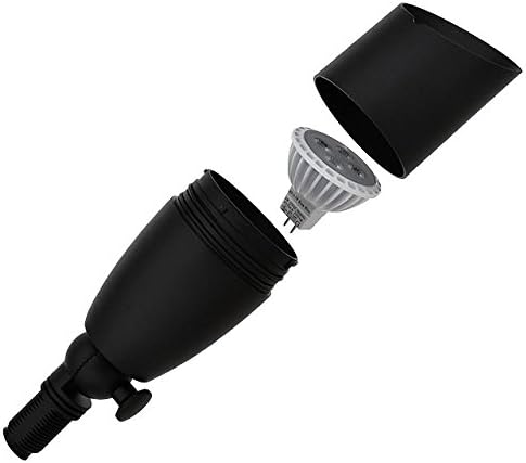 MarsLG ALS1 Aluminum Low Voltage Landscape Directional Spot Up Light in Black Finish with Ground Spike and Free MR16 LED Bulb (6-Pack), 36UL02BKx6