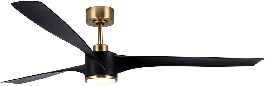 Wynwood QL2314BK 60-Inch Matte Black Edgewater Ceiling Fans with Lights, DC Motor, 6-Speed Remote Control, 3-CCT Dimmable LED, Reversible Airflow, ABS Blades, Downrod Mount, Indoor Ceiling Fan