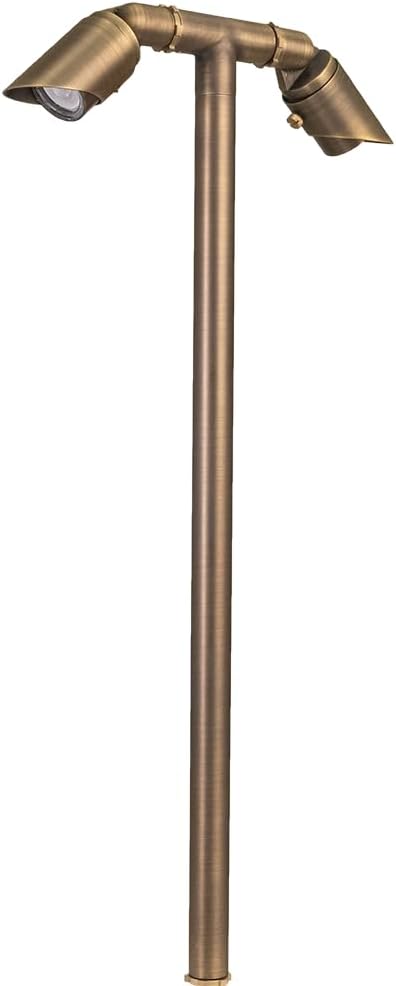 VOLT Twinnovator 12V Adjustable Cast Brass Path Light (Bronze) with 2W 2700K MR11 LED Bulbs for Low Voltage Landscape Lighting on Outdoor Pathway, Walkway, Garden, Driveway or Patio