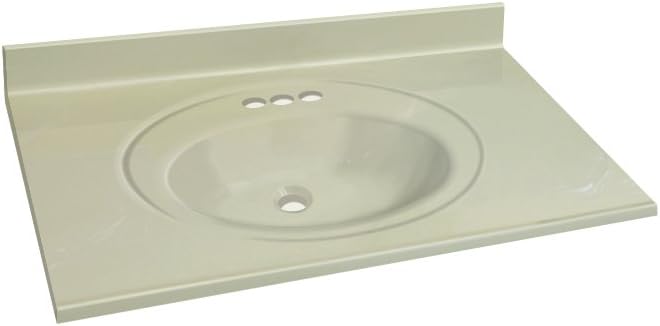 Transolid 1409-7522 25-in x 22-in Cultured Marble Bathroom Vanity Top in White on Bone