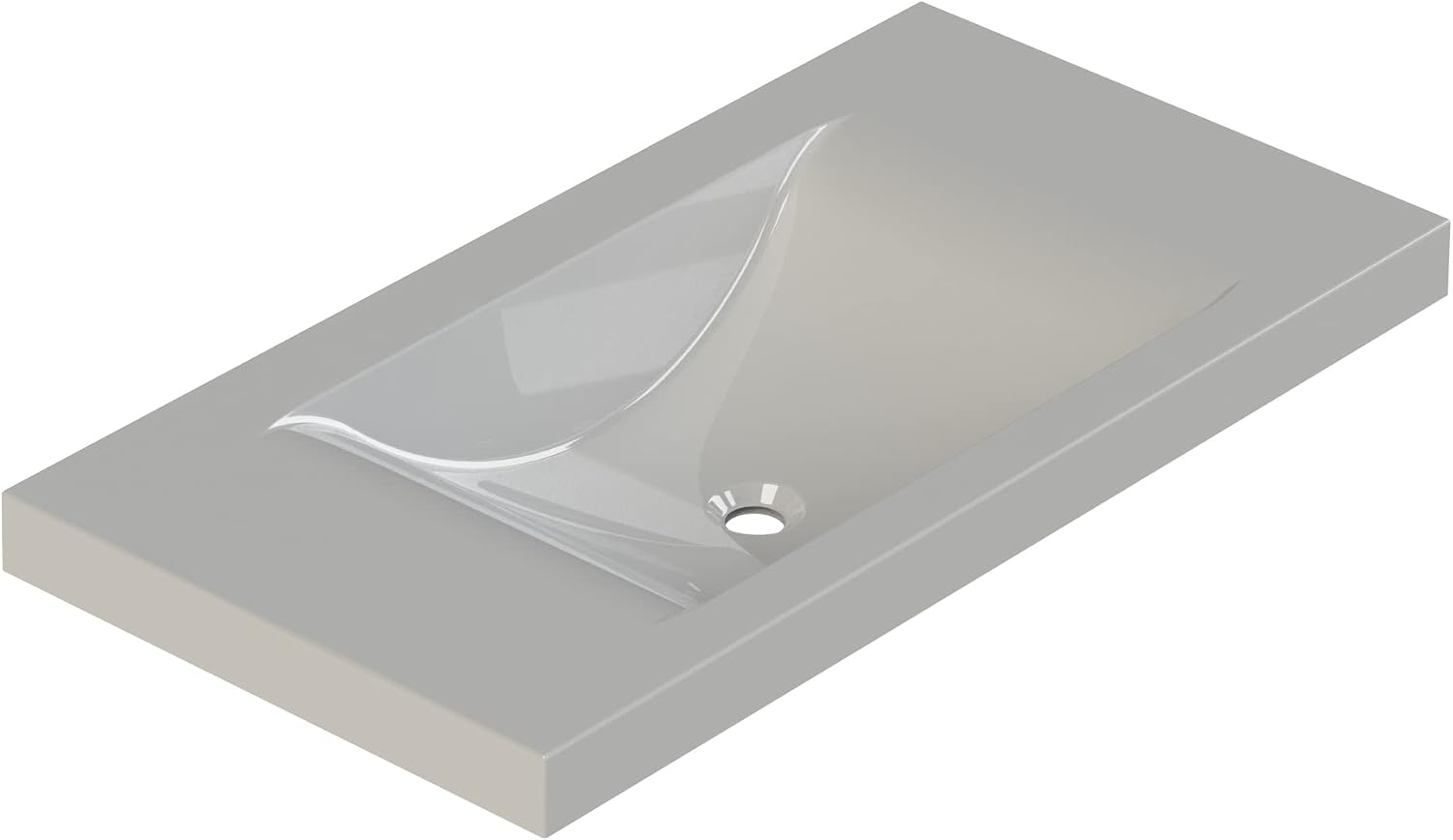 Liftbridge Kitchen & Bath 37 in. W x 19 in. D x 5 in. H Siena White Cultured Marble Top Sink with optional faucet drill-out guides