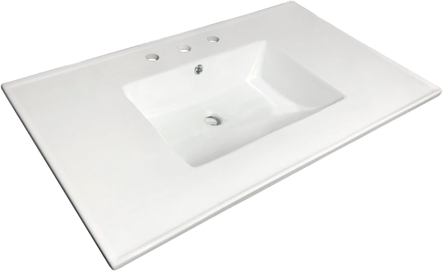 Kingston Brass LBT37227W38 Continental 37-Inch Ceramic Vanity Sink Top (8' Faucet Drillings) in White
