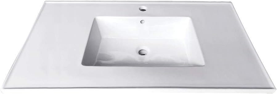 Kingston Brass LBT312271 Continental 31-Inch Ceramic Vanity Sink Top (1 Hole) in White
