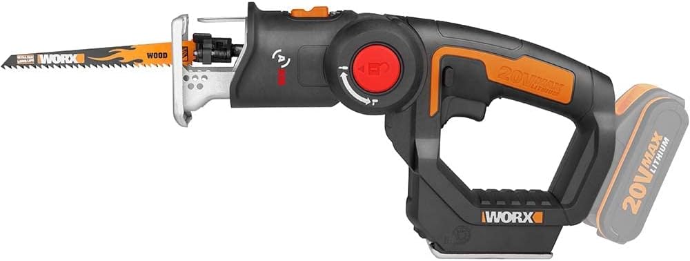 WORX 2in1 20V Reciprocating and Jig Saw | PowerShare | WX550.9 - No Battery, No Charger | Tool Free Blade Change, Variable Speed