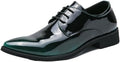 Mens Anti Slip Oxford Shoes PU Leather Lace Up Uniform Work Shoes Plain Toe for Outdoor Safety and Professional Non Slip Workwear(Green,9)