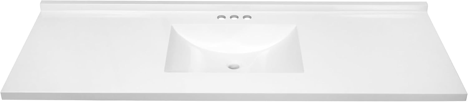Design House 61-Inch Camilla II Modern Vanity Top with Backsplash, Improved Packaging, Solid White – Design House, 630251