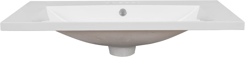 30'x18' Bathroom Vanity Sink Top Only, Center-Located Undermount Countertop, Fit for 4' Centerset Faucet (Not Included), White
