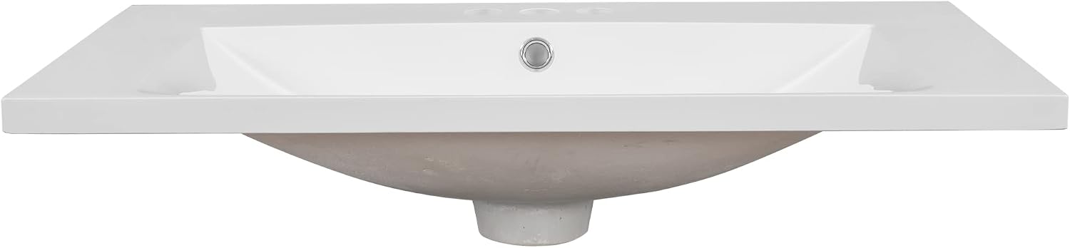 30' Ceramic Bathroom Vanity Sink Top, Modern White Vanity Top for cabinet with Triple Faucet Holes