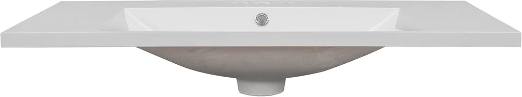 36'x18' Bathroom Vanity Sink Top Only, Center-Located Undermount Countertop, Fit for 4' Centerset Faucet (Not Included), White