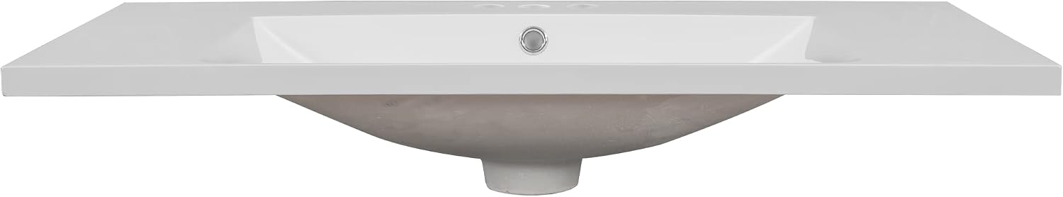36'x18' Bathroom Vanity Sink Top Only, Center-Located Undermount Countertop, Fit for 4' Centerset Faucet (Not Included), White